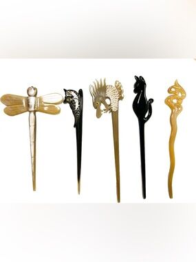 Handmade Buffalo Horn Hair Fork, Chopstick Hair Pins for Long Hair, Anti-Static